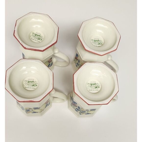 Avon Sweet Country Harvest Pedestal Mugs 5826938 Lots Of 4 - Picture 3 of 7